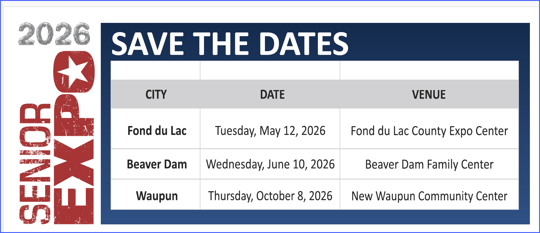 2026 dates for the senior expo